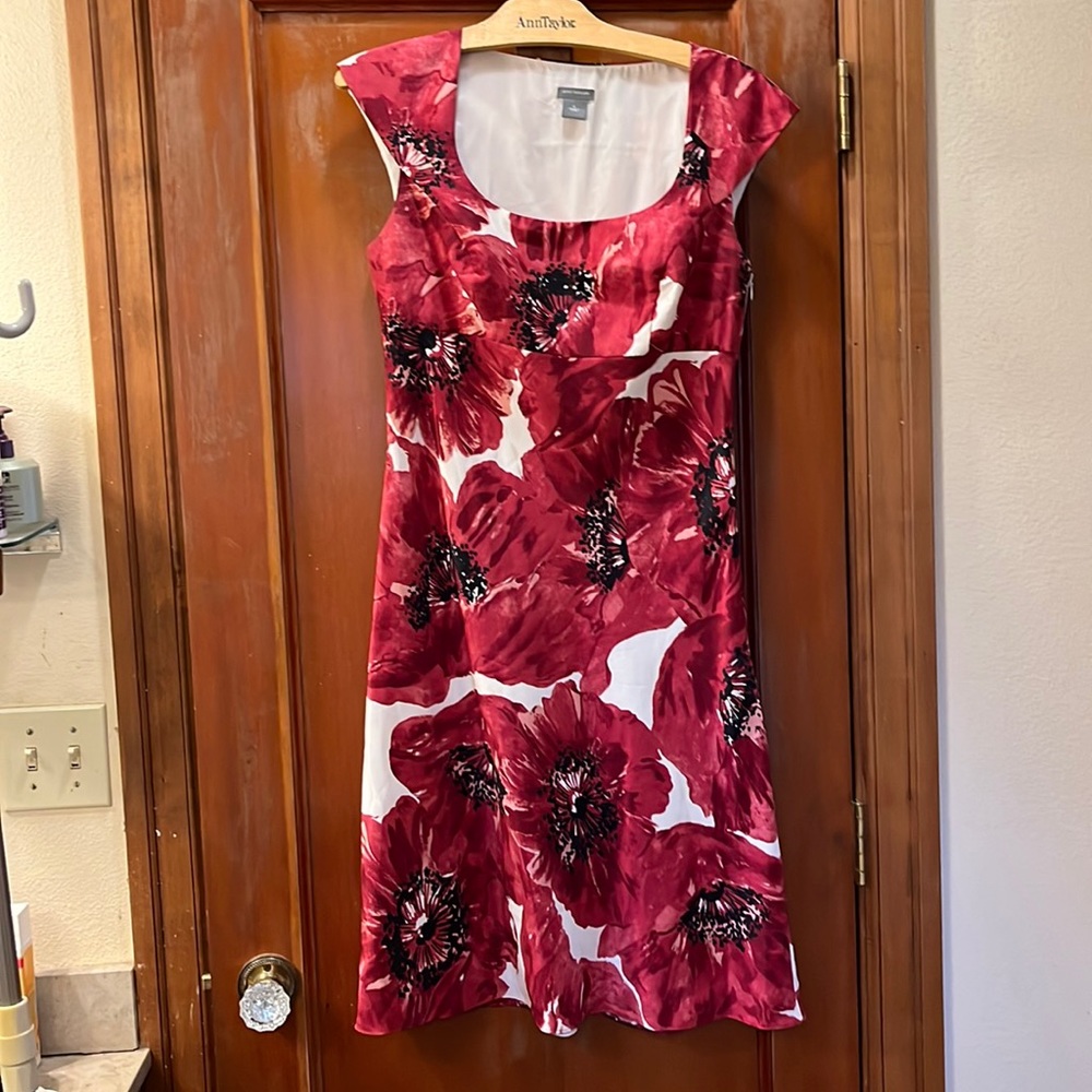 Ann Taylor 100% silk poppy dress size 6. Side zip. Cap sleeves. Beautiful.